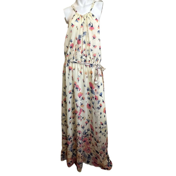 Modcloth Illuminated Elegance Chiffon Cream Floral Maxi Dress W/Belt sz 1X NWOT - Picture 3 of 11